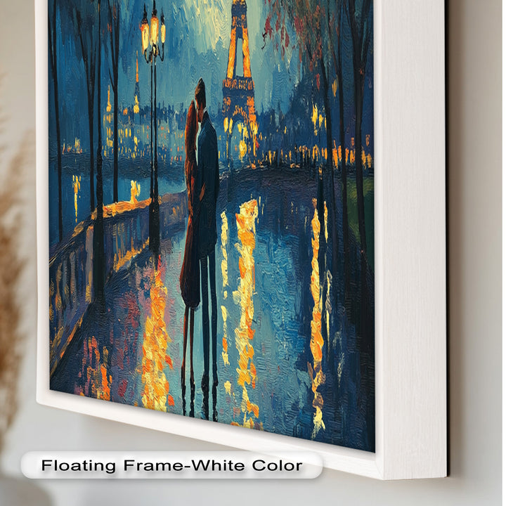 Eiffel Glow – Lovers Embrace by the Seine Love Oil Painting