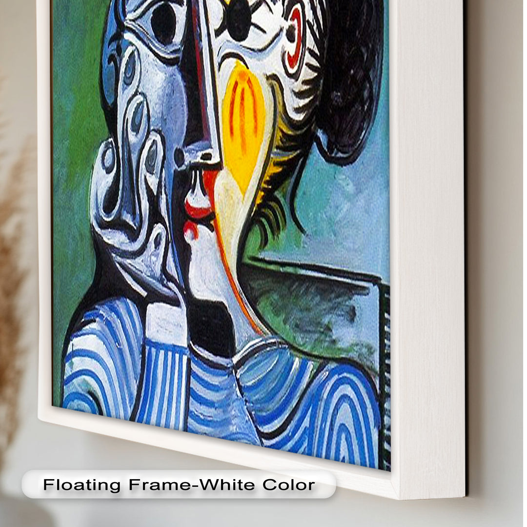 Woman in Striped Shirt – Bold Cubist Picasso Oil Painting