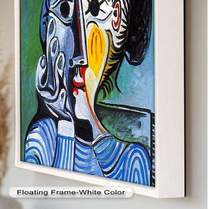 Woman in Striped Shirt – Bold Cubist Picasso Oil Painting