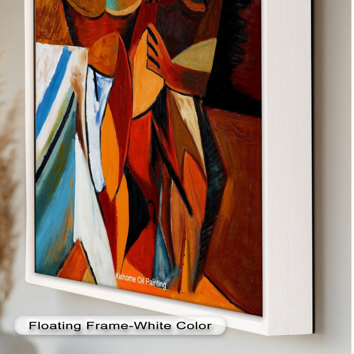Embracing Figures Wall Art – Cubist Abstract Oil Painting