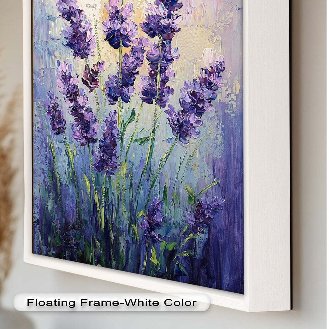 Lavender Blooms in Textured Harmony - Flower Oil Painting