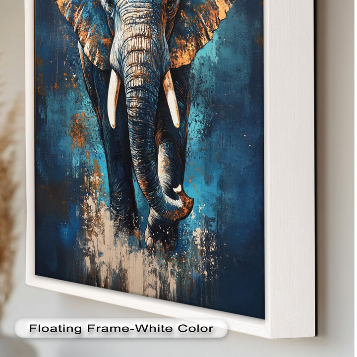 Elephant in Blue Tones - Animal Oil Painting