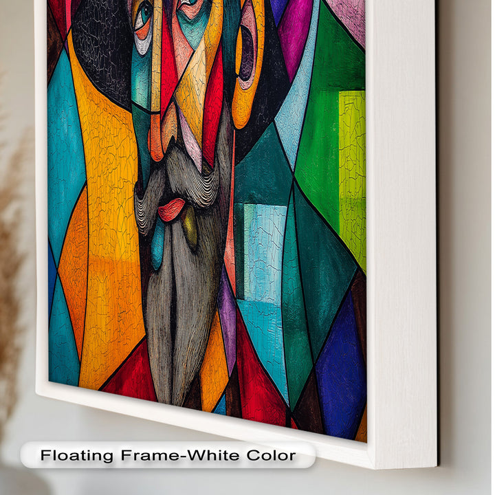 The Thinker’s Mosaic – Abstract Male Portrait Oil Painting