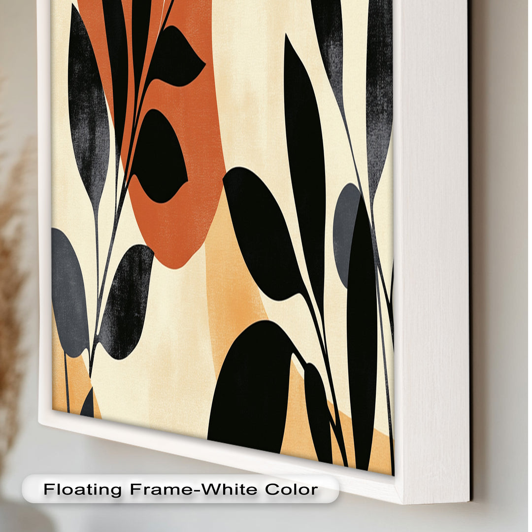 Earth-Tone Botanical Silhouette – Modern Boho Oil Painting