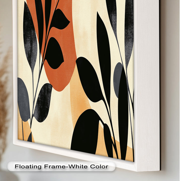 Earth-Tone Botanical Silhouette – Modern Boho Oil Painting