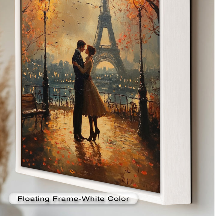 Paris Moonlight – Lovers Beneath the Eiffel Tower Love Oil Painting