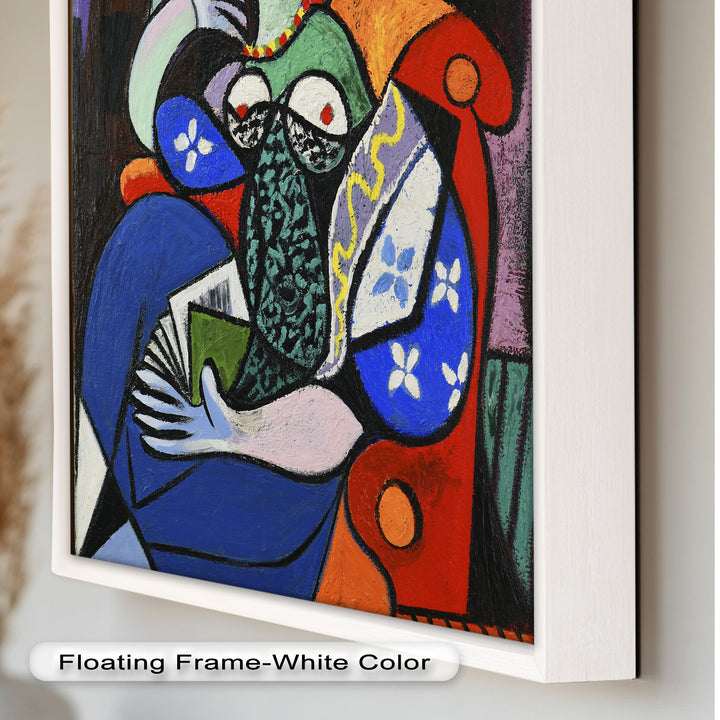 Abstract Woman Reading on Red Armchair - Picasso Oil Painting