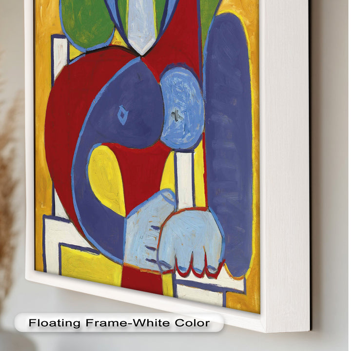 Seated in Silence – Colorful Cubist Portrait Oil Painting