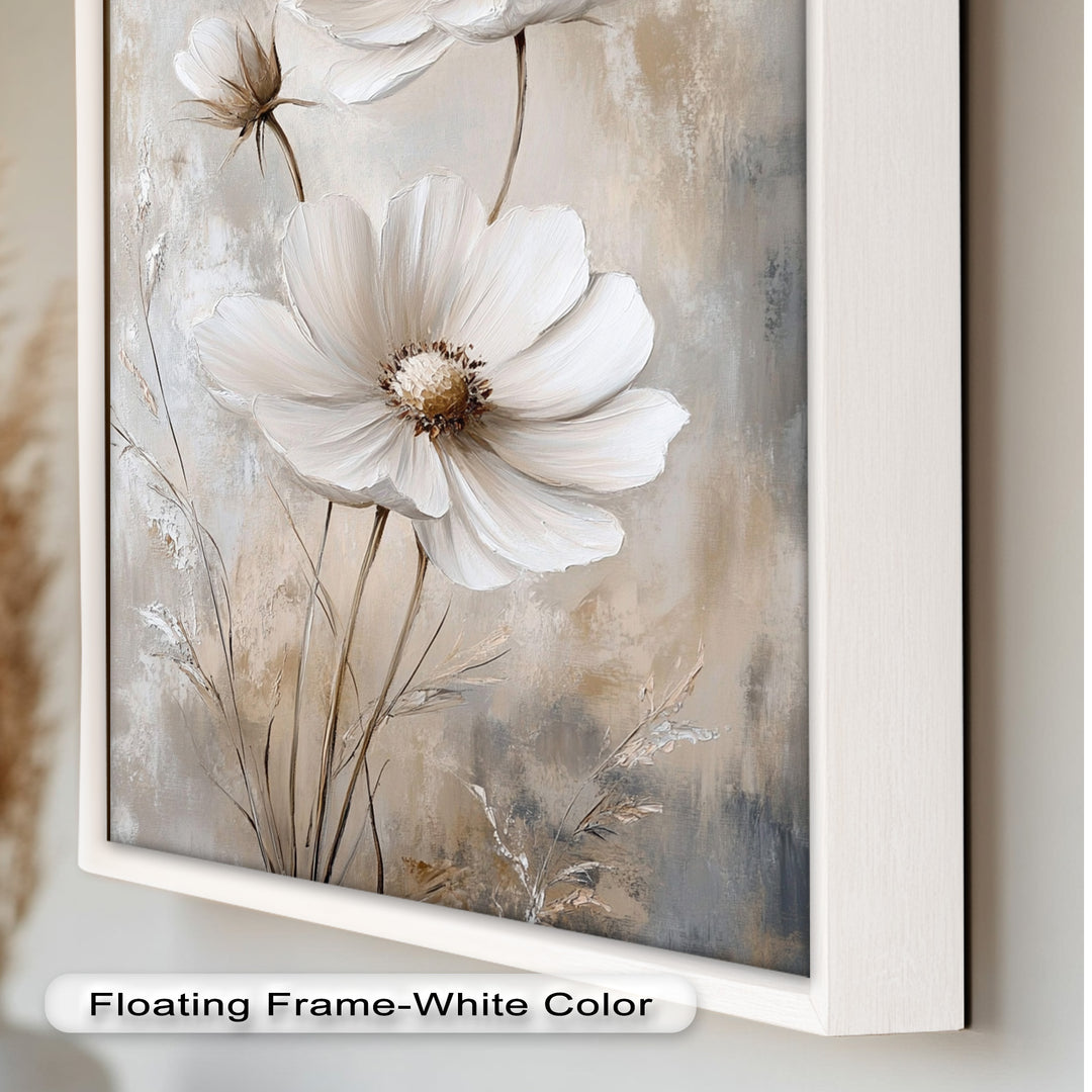 Soft Ivory Florals in Warm Neutrals - Flower Oil Painting