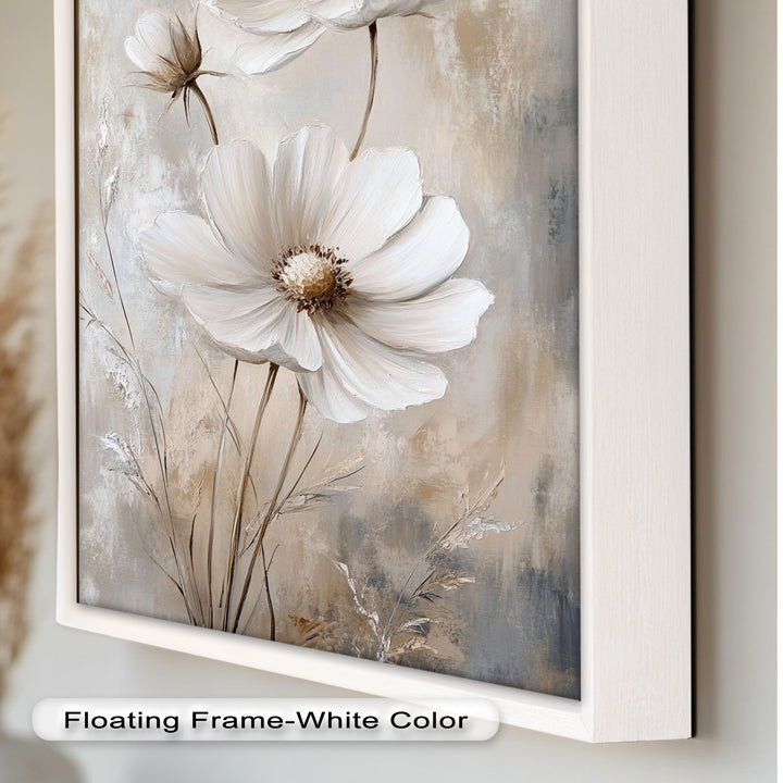 Soft Ivory Florals in Warm Neutrals - Flower Oil Painting
