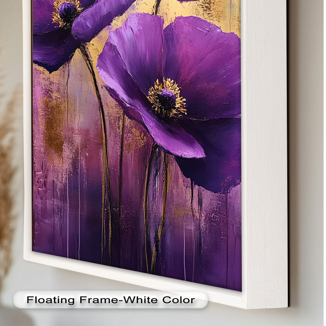 Purple Florals with Gold Accents - Flower Oil Painting