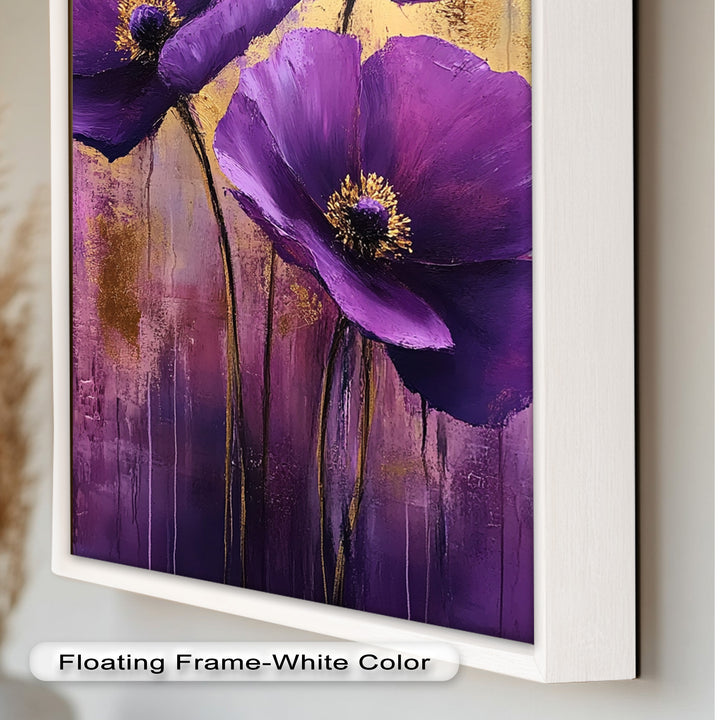 Purple Florals with Gold Accents - Flower Oil Painting