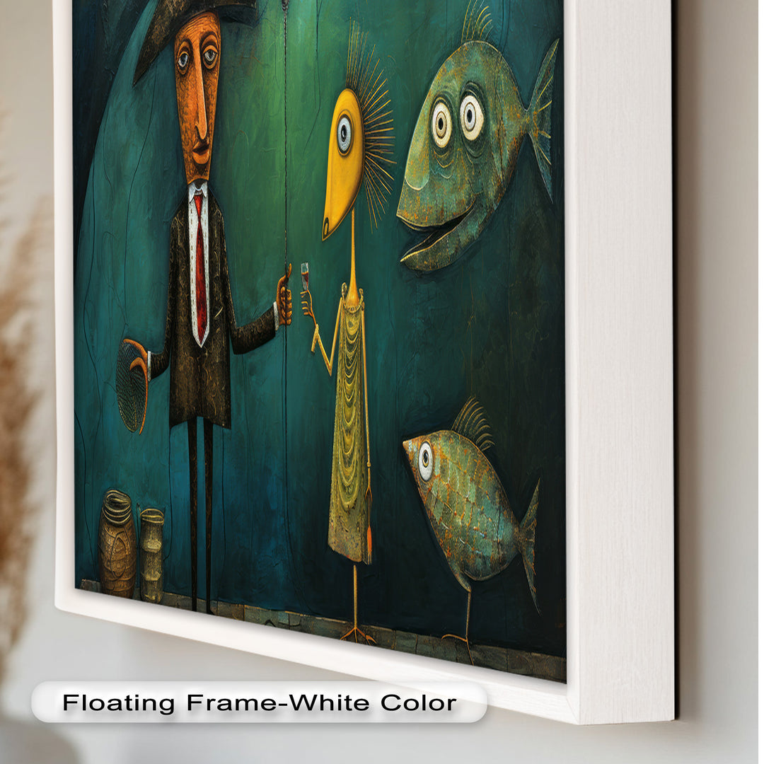 Underwater Toast – Whimsical Surrealist Picasso Oil Painting