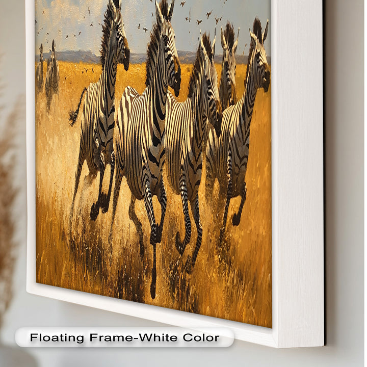 Thundering Zebra Herd – Wild Safari Oil Painting