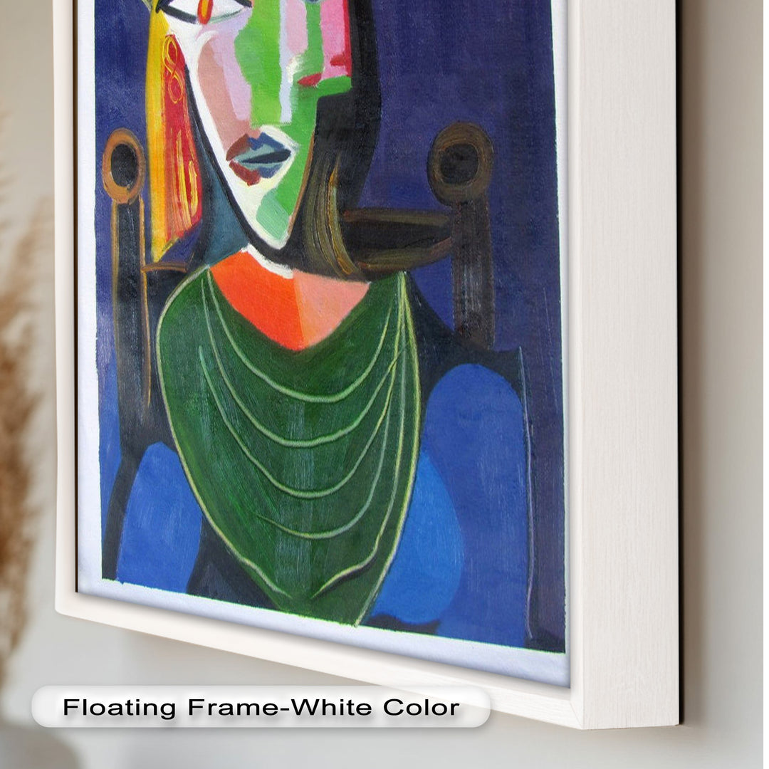Jade and Indigo Muse – Abstract Woman Picasso Oil Painting