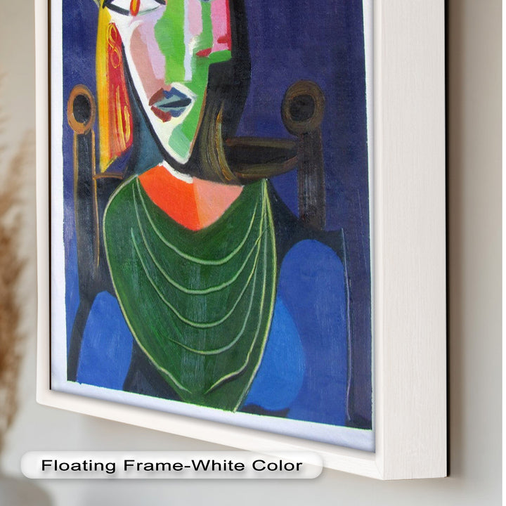 Jade and Indigo Muse – Abstract Woman Picasso Oil Painting