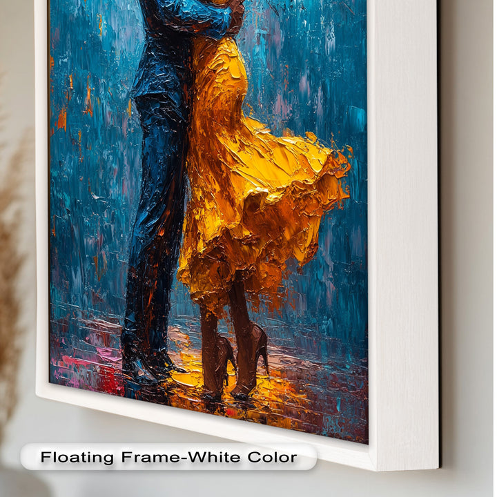 Golden Rhythm – Passionate Dance in the Rain Love Oil Painting