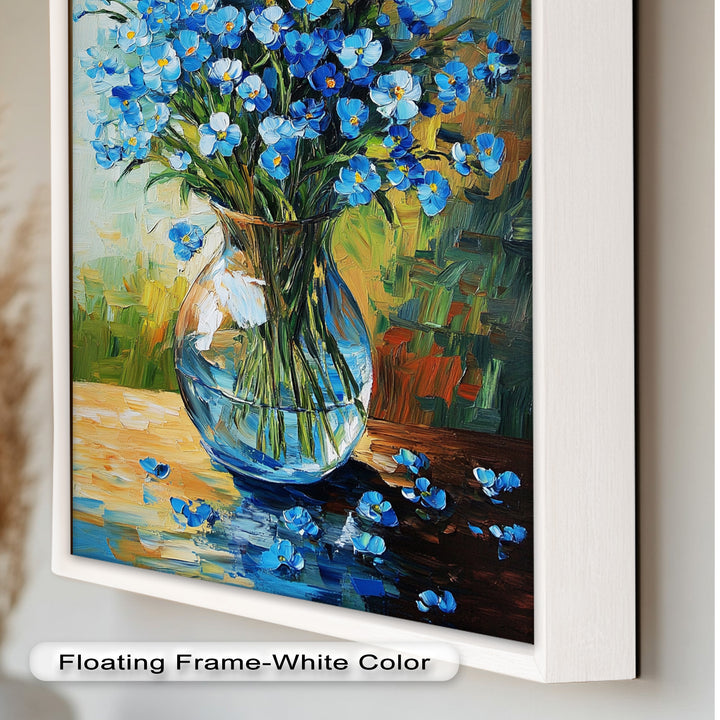 Blue Wildflower Bouquet Wall Art – Floral Oil Painting