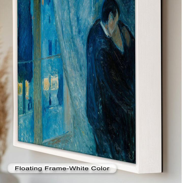 Blue Lovers by the Window – Expressionist Oil Painting