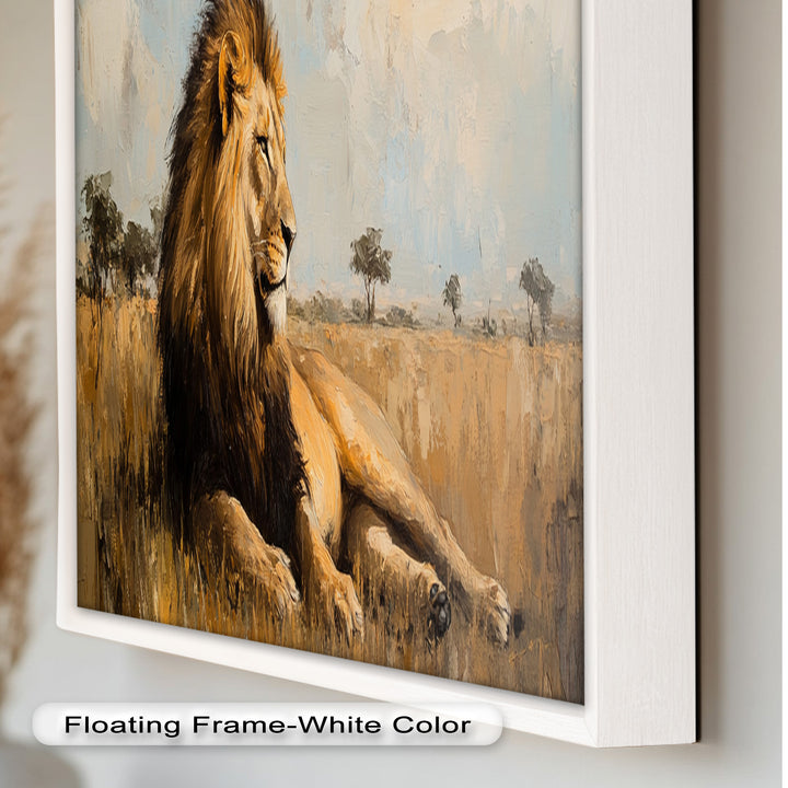 Regal Lion in Golden Plains – Wildlife Oil Painting