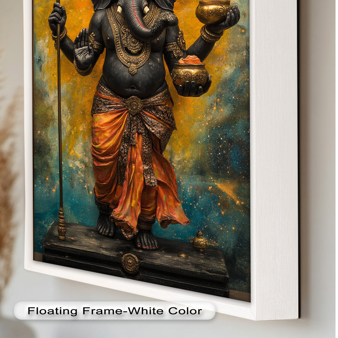 Stehende Ganesha-Wandkunst – Religiöses Ölgemälde