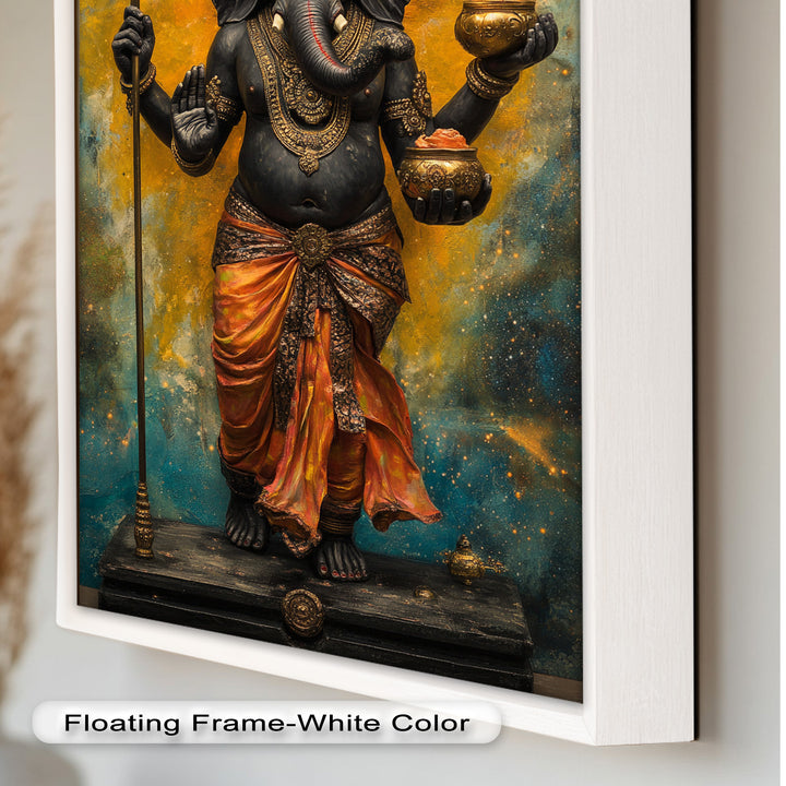 Stehende Ganesha-Wandkunst – Religiöses Ölgemälde
