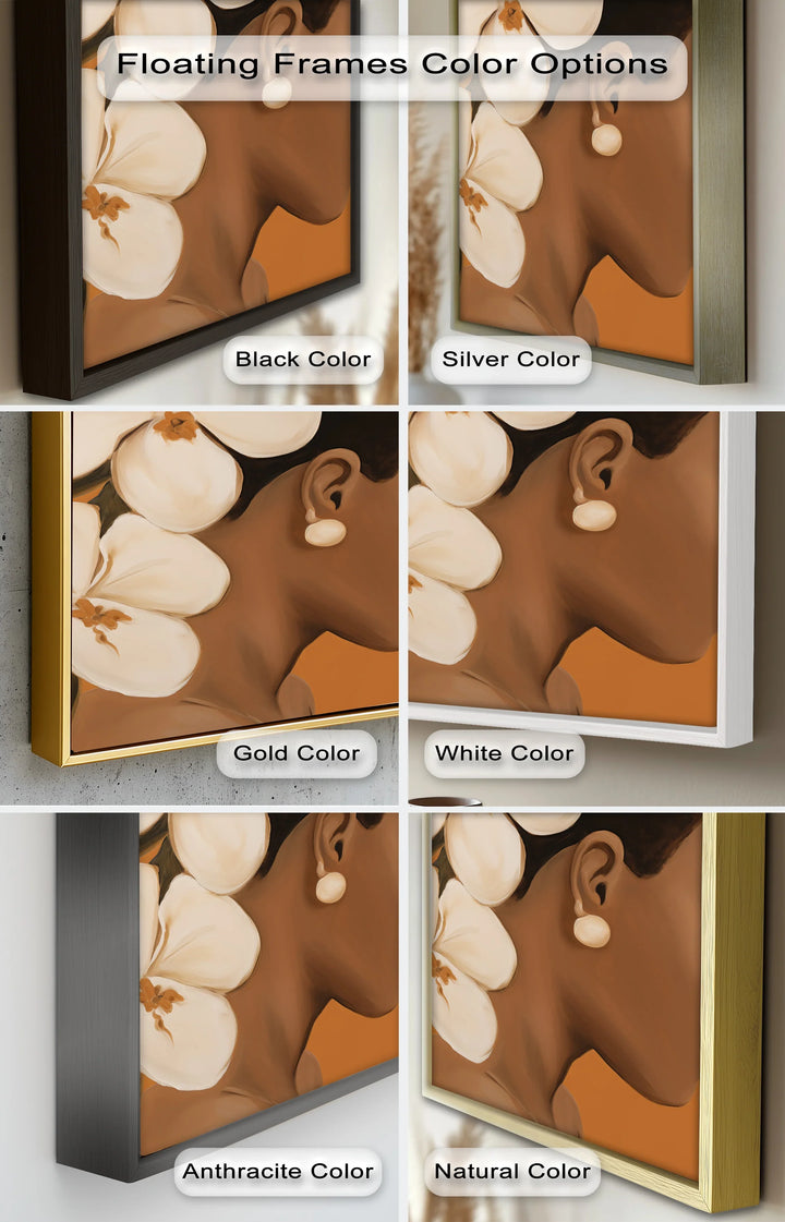 African Woman Wall Art – White Orchid Portrait Oil Painting - MyPhotoStation