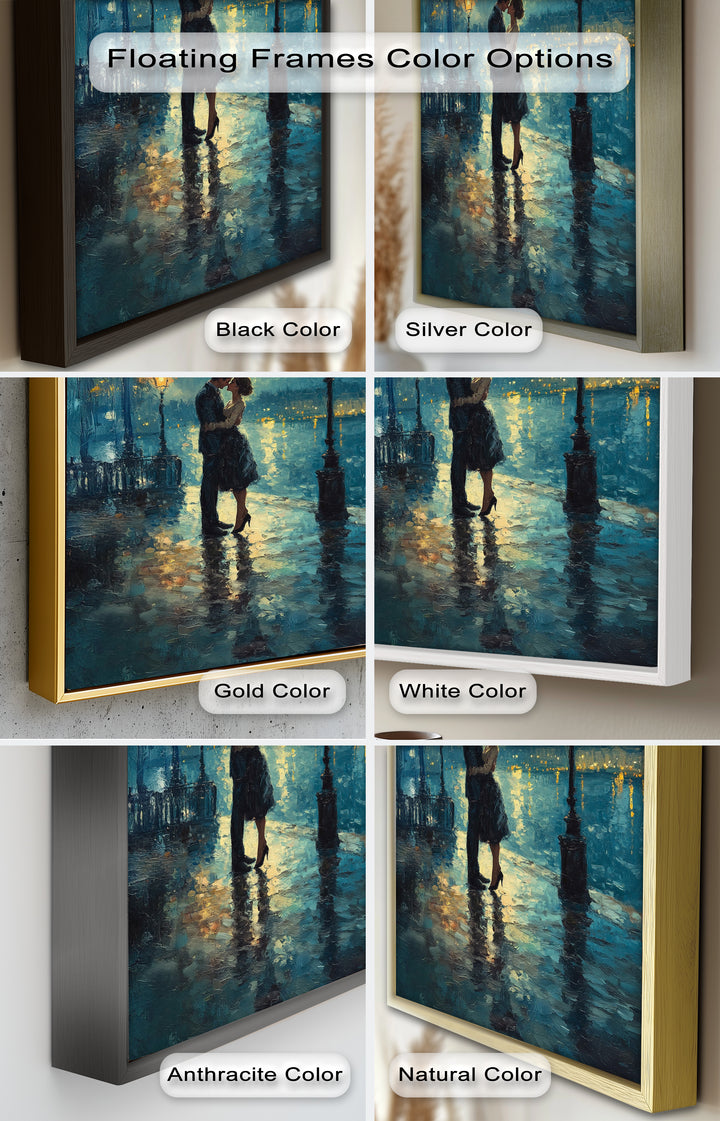 Moonlit Embrace – Lovers by the Lamplight Love Oil Painting