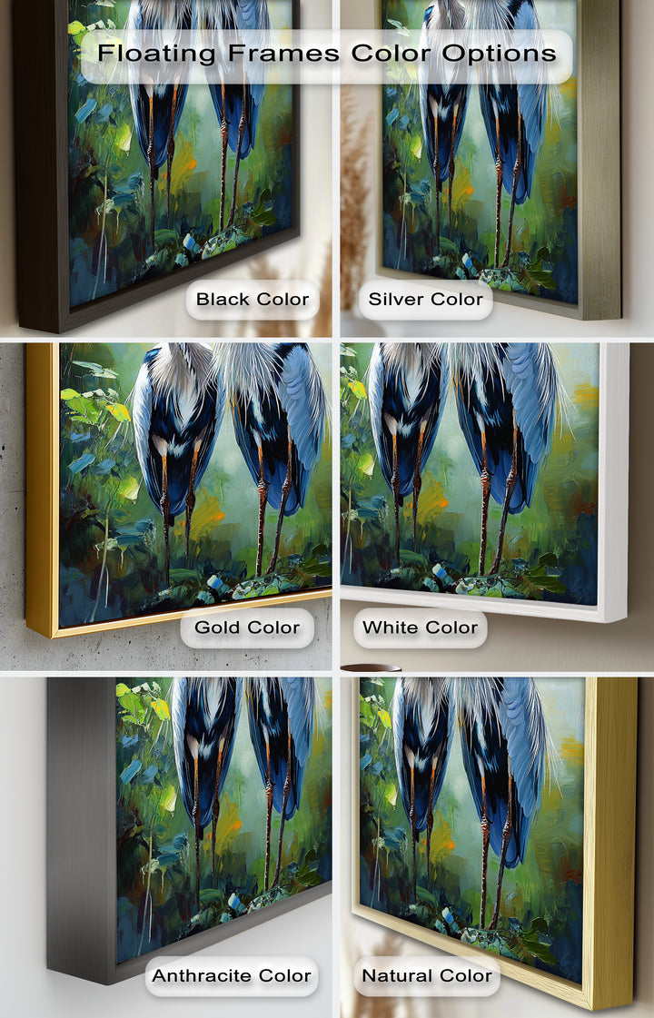 Two Herons Among Verdant Shadows - Animal Oil Painting