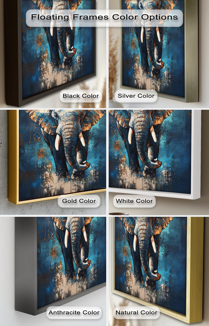 Elephant in Blue Tones - Animal Oil Painting