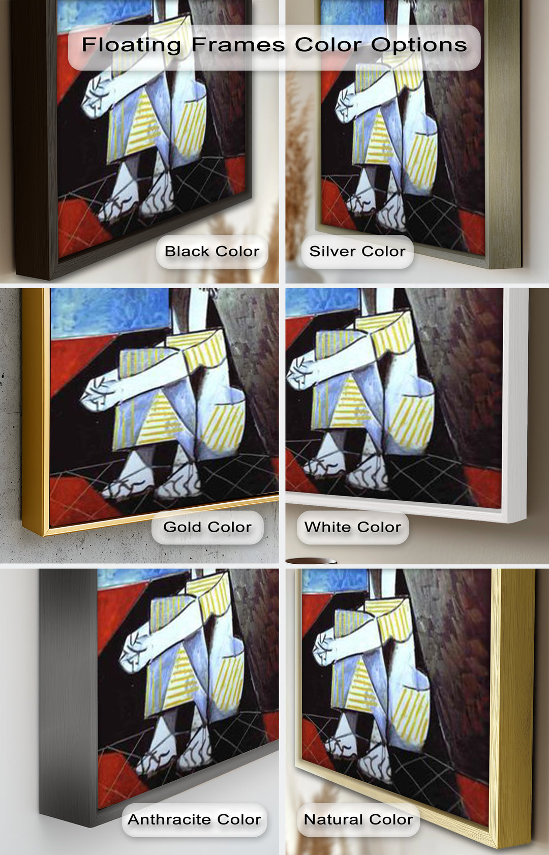 Seated in Reflection – Picasso Style Abstract Oil Painting