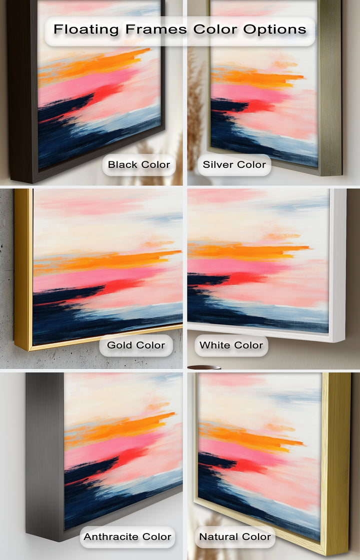 Blush Horizon – Abstraktes Ölgemälde mit Sonnenuntergangshimmel