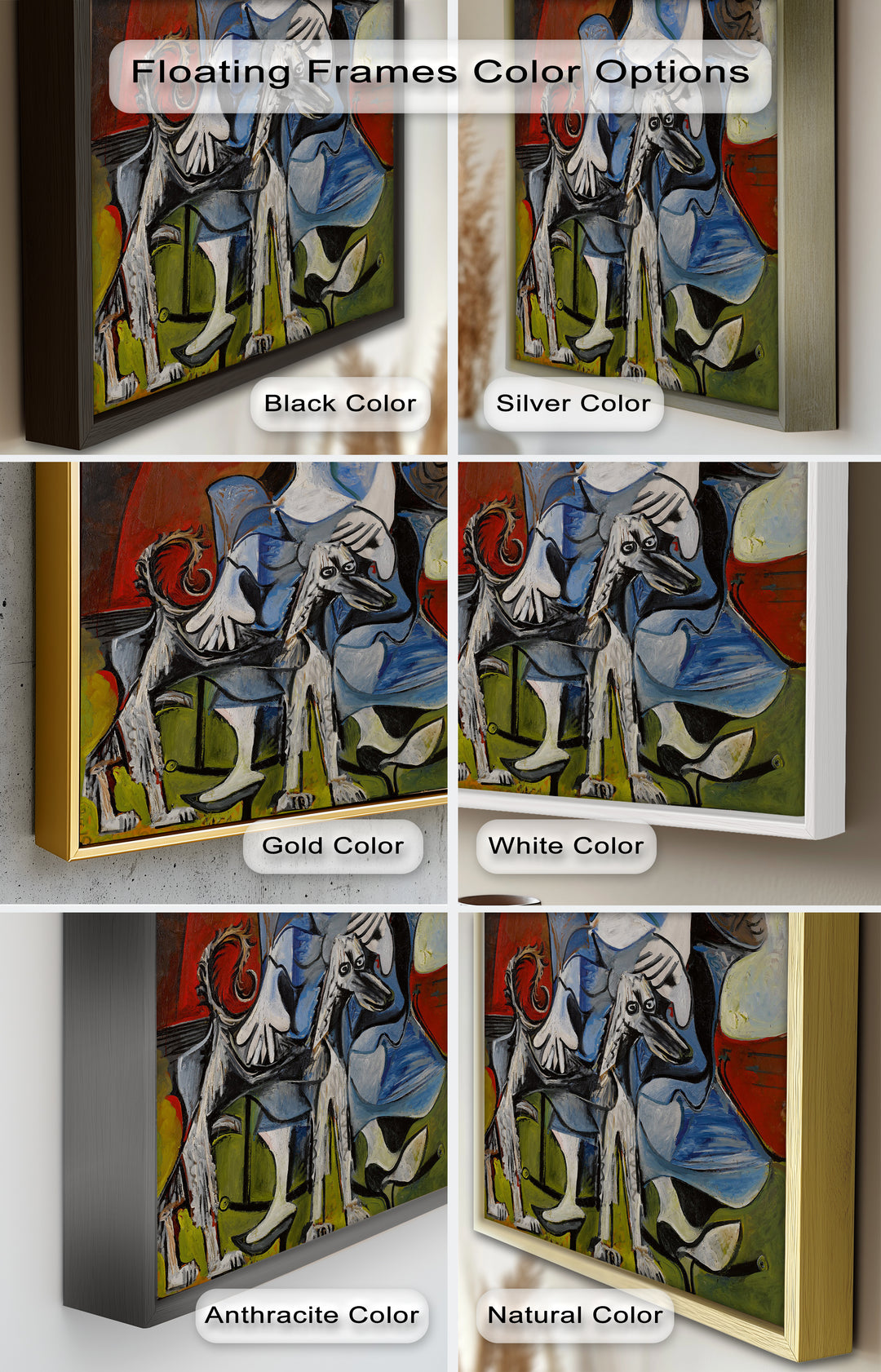 Guardian in Abstraction – Woman with Dog Cubist Oil Painting