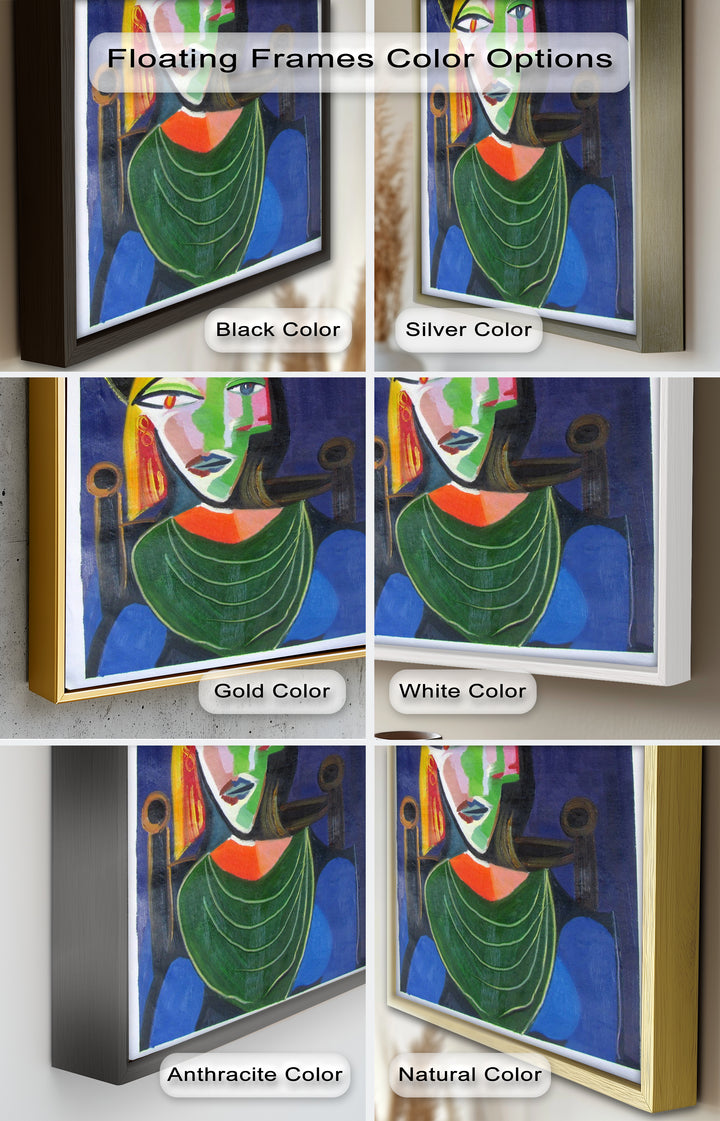 Jade and Indigo Muse – Abstract Woman Picasso Oil Painting