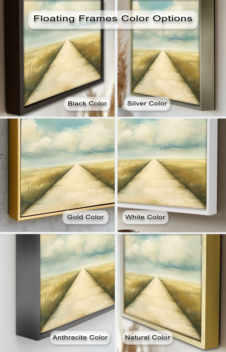 Minimal Nature Wall Art – Road Landscape Oil Painting