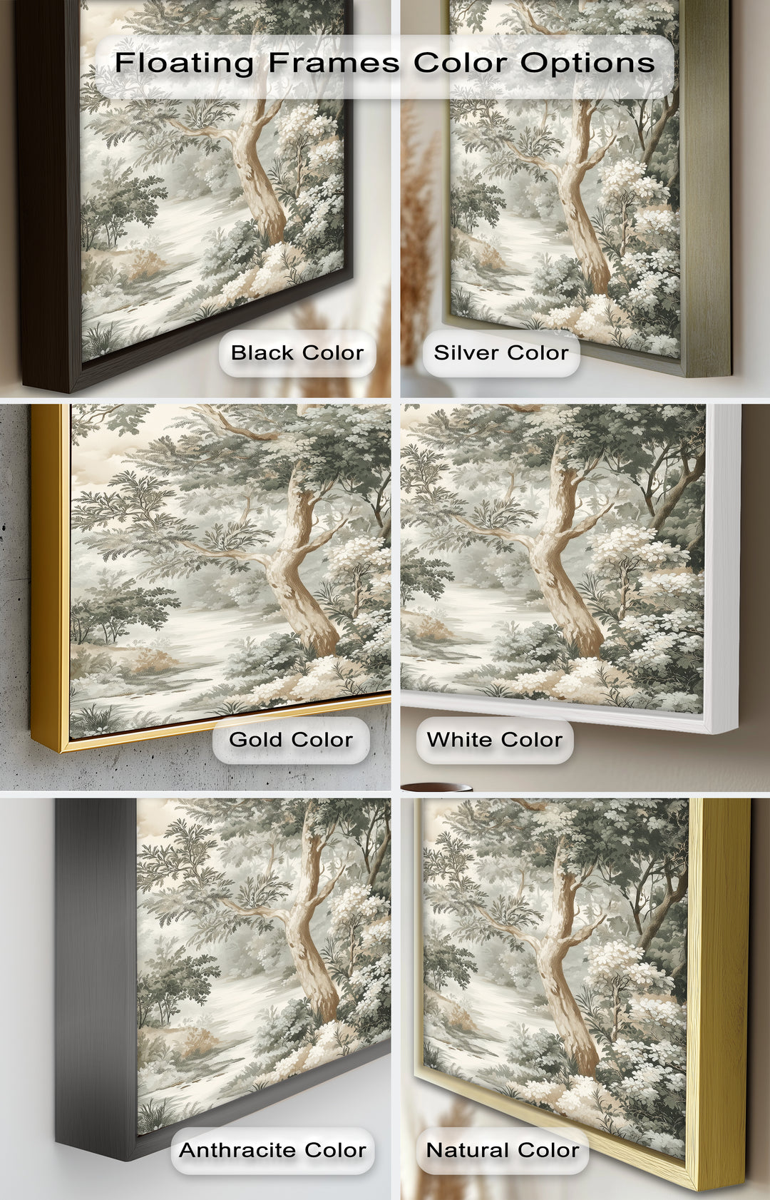 Nature Wall Art - Sepia Forest Landscape Oil Painting