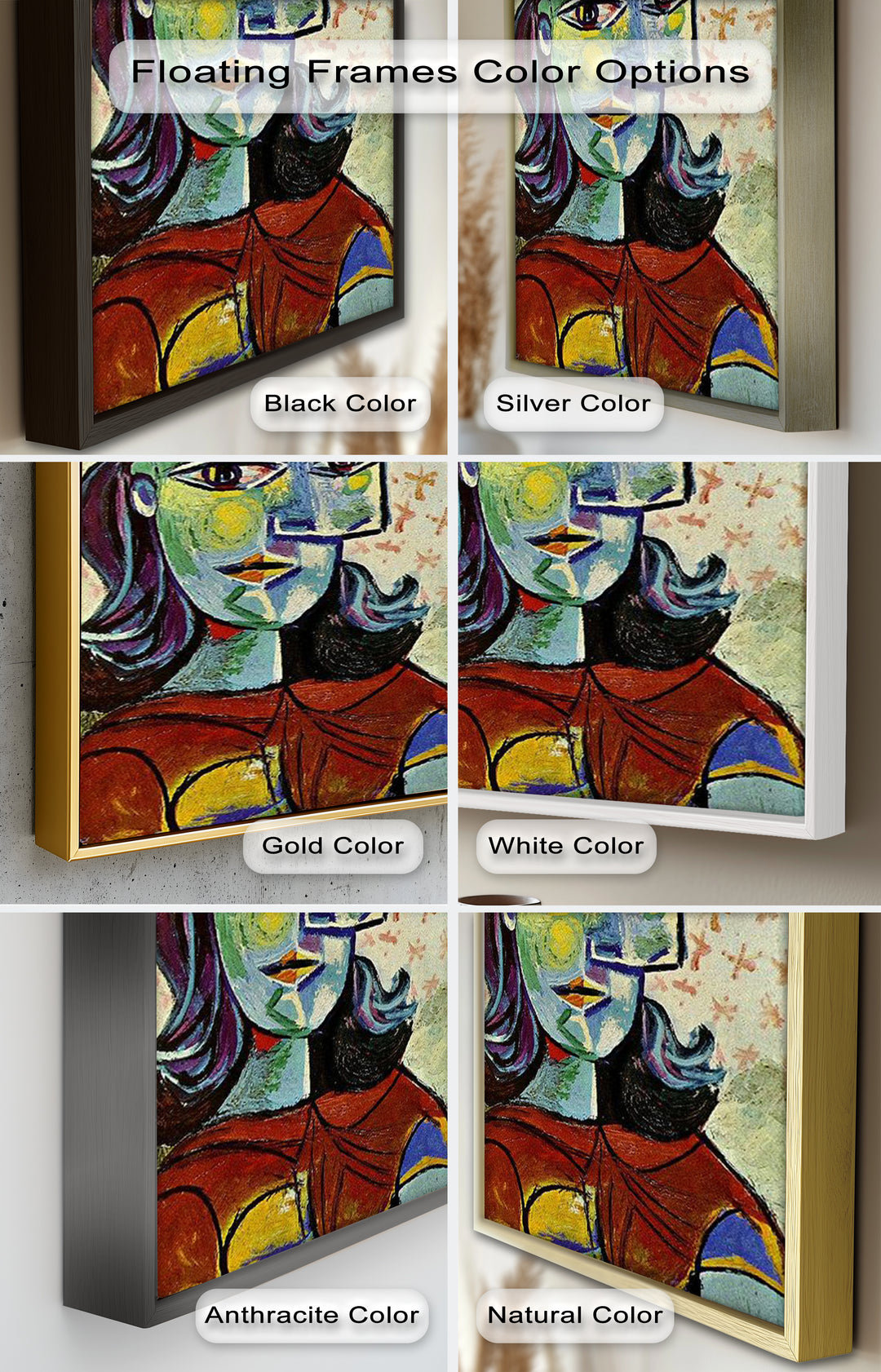 Colorful Portrait with Butterfly Accents - Picasso Oil Painting