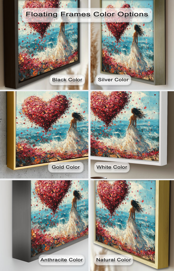 Petals of Love – Romantic Woman by the Sea Love Oil Painting