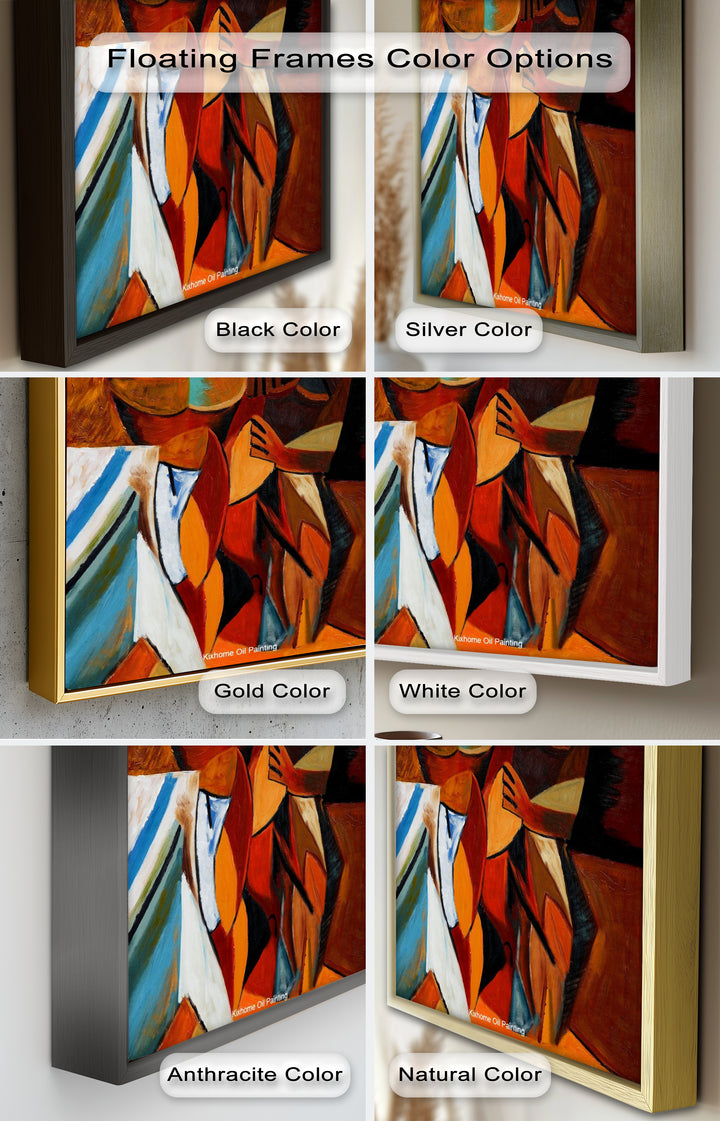 Embracing Figures Wall Art – Cubist Abstract Oil Painting