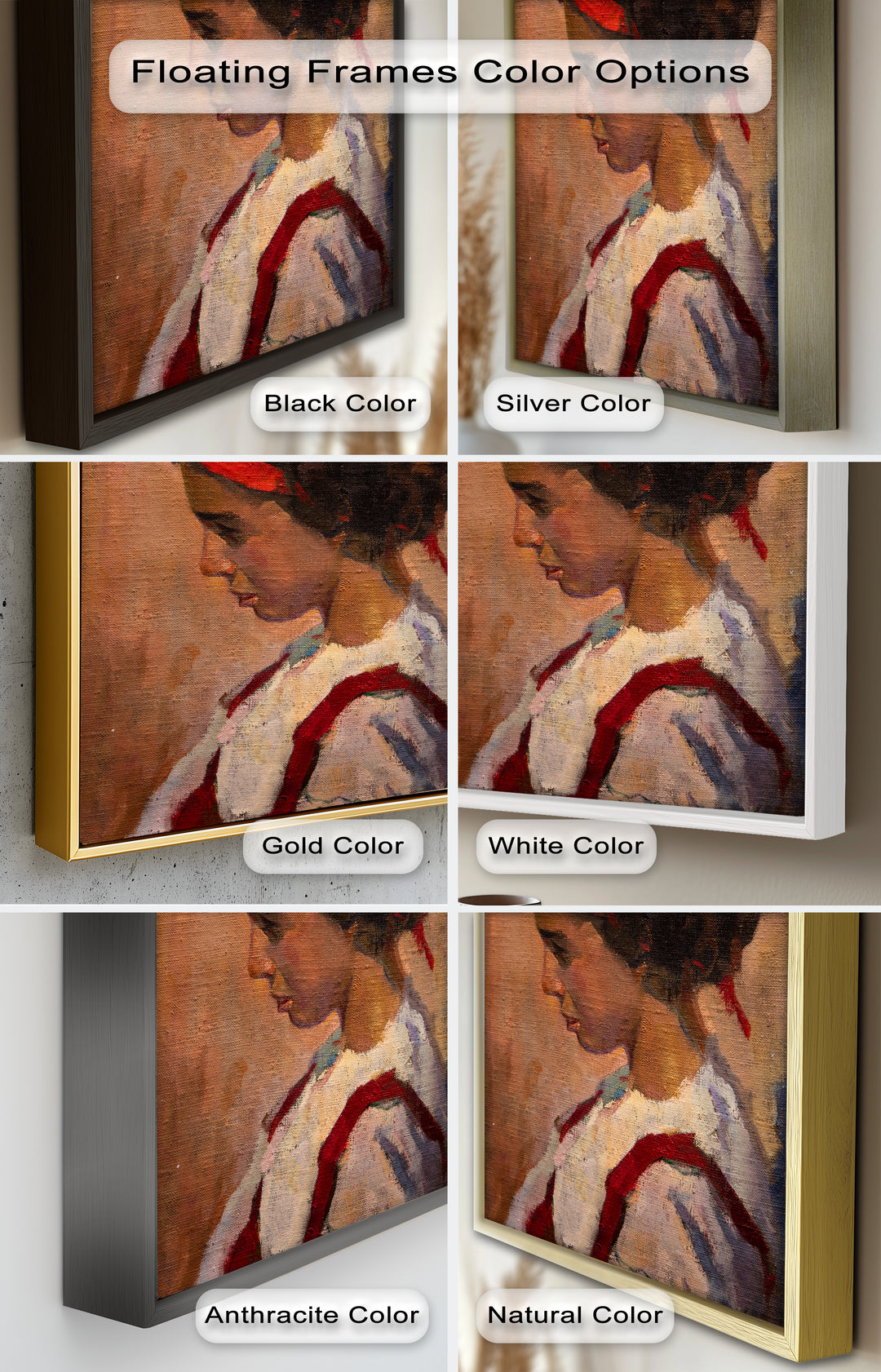 Crimson Reverie – Side Portrait of a Girl in Red Headband Oil Painting