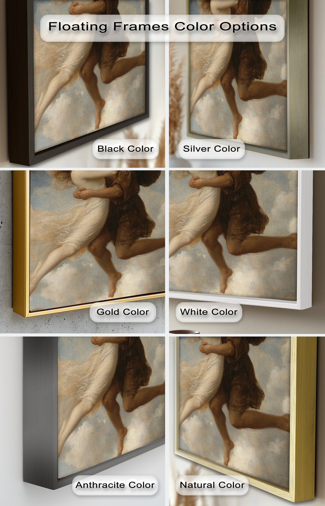 Celestial Embrace – Mythical Angelic Lovers Oil Painting