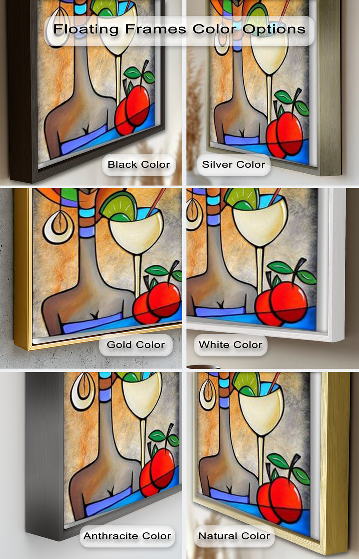 Tropical Muse – Colorful Woman with Cocktail Abstract Oil Painting