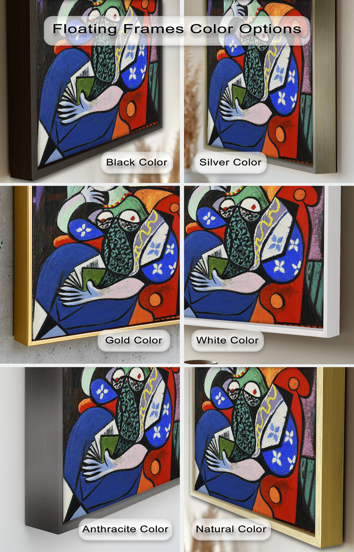 Abstract Woman Reading on Red Armchair - Picasso Oil Painting