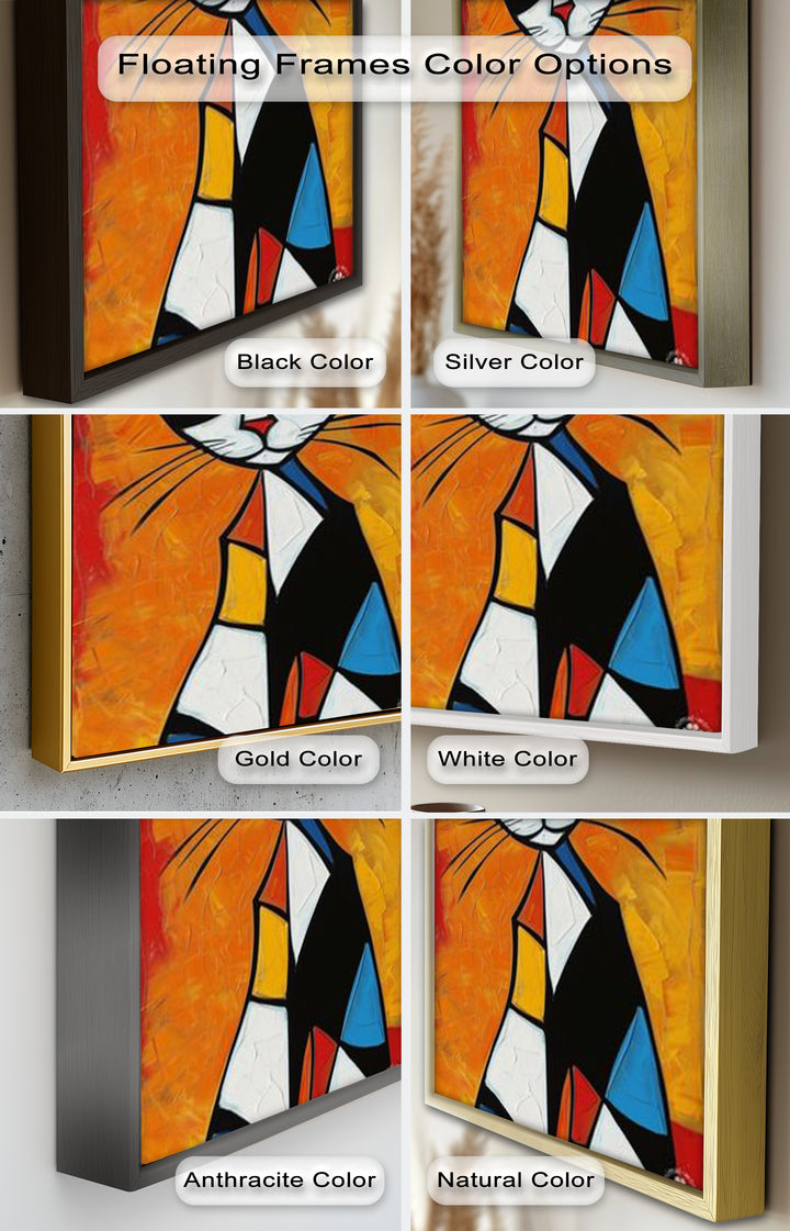 Geometric Feline – Abstract Cat Picasso Style Oil Painting