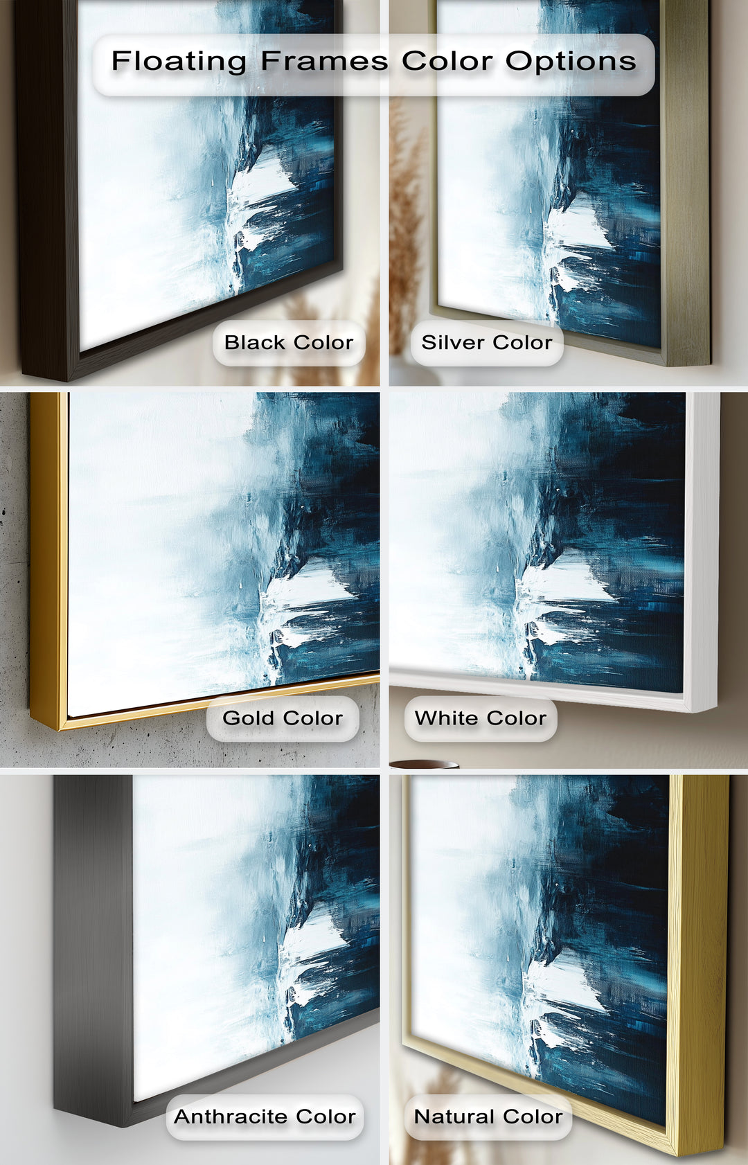 Midnight Fjord – Deep Blue Abstract Oil Painting