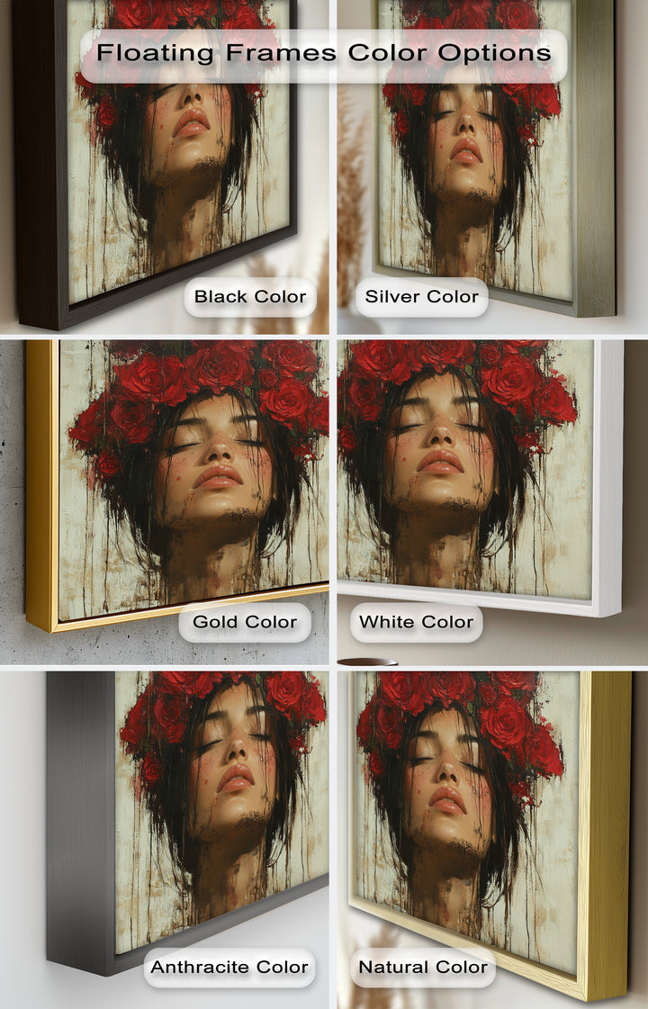 Crown of Crimson – Romantisches Blumen-Ölgemälde