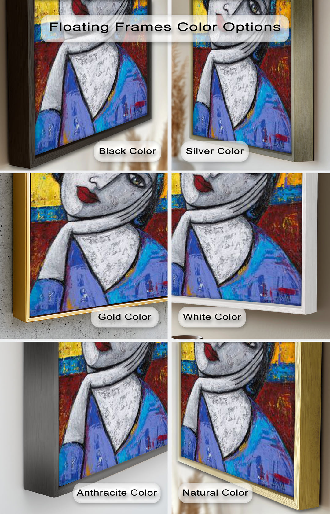 Restful Gaze – Expressionist Woman in Blue Picasso Oil Painting