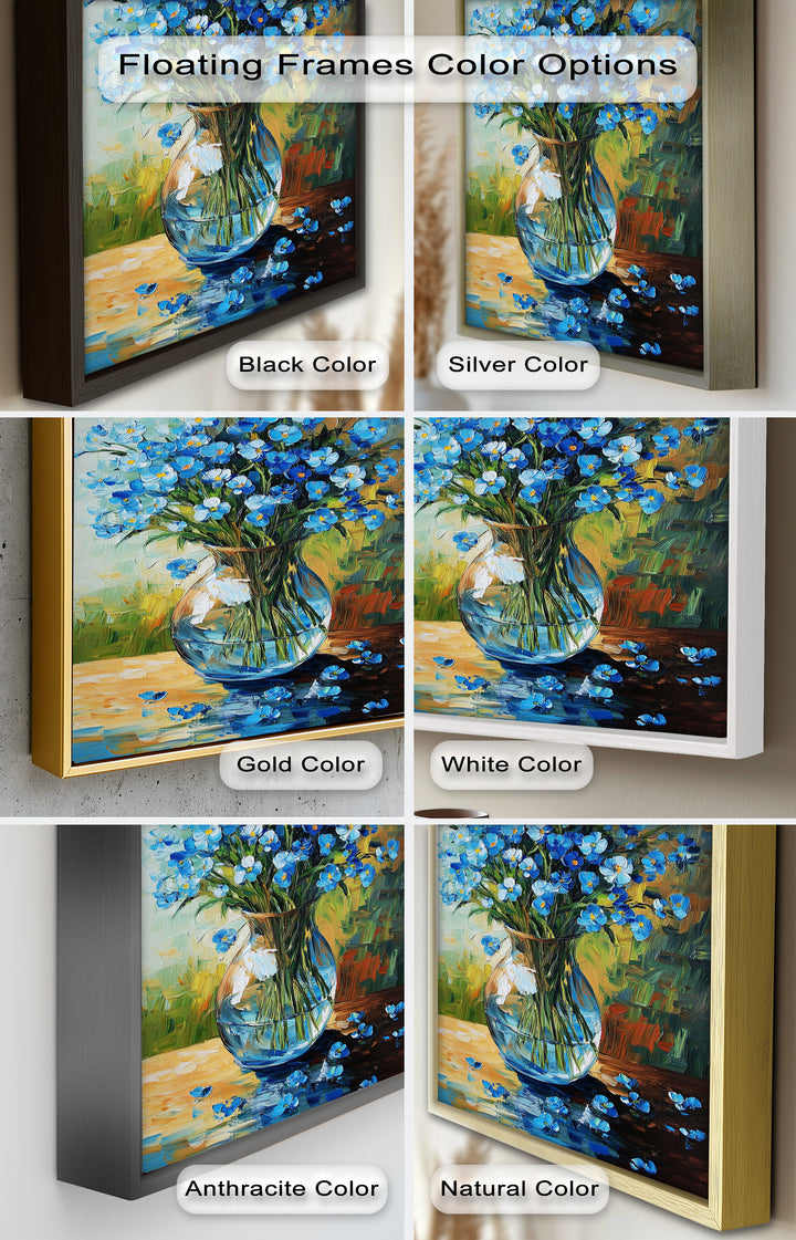 Blue Wildflower Bouquet Wall Art – Floral Oil Painting