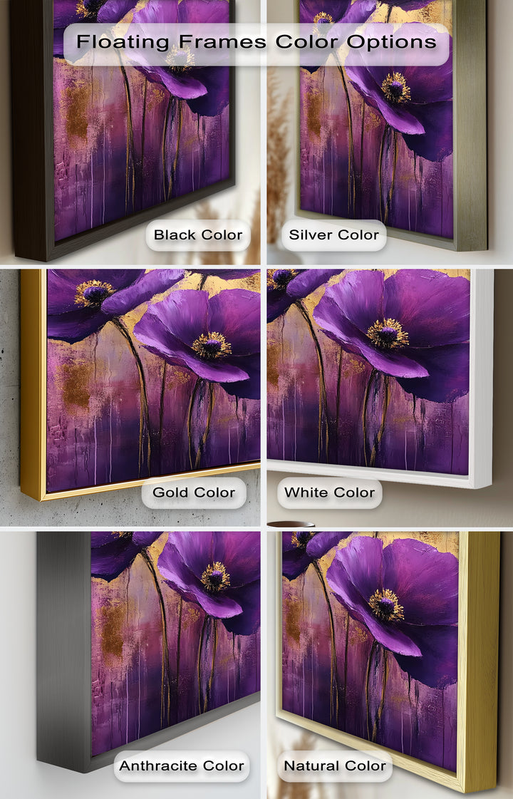 Purple Florals with Gold Accents - Flower Oil Painting
