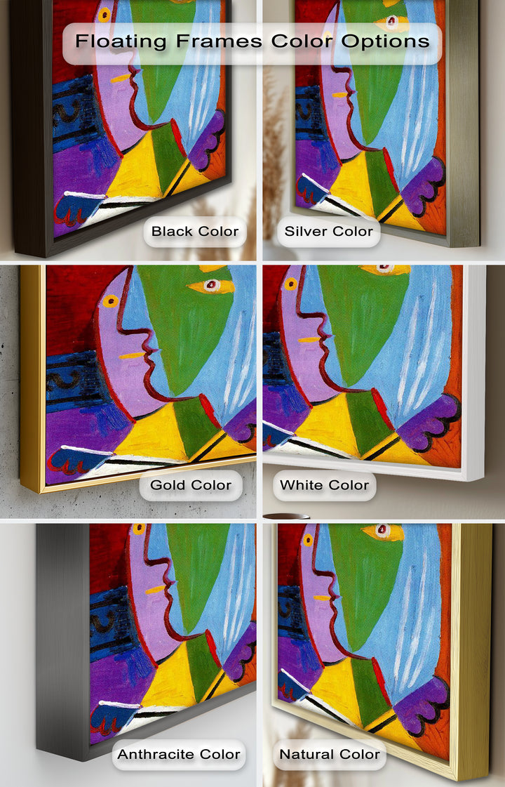 Golden Frame Gaze – Colorful Woman Picasso Style Oil Painting